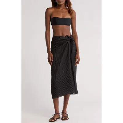 Nordstrom Metallic Stripe Pareo In Black