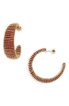 Nordstrom Metallic Thread Hoop Earrings In Burgundy