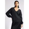 Nordstrom Metallic V-neck Sweater In Black