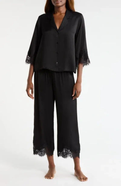 Nordstrom Midnight Lace Satin Pajamas In Black
