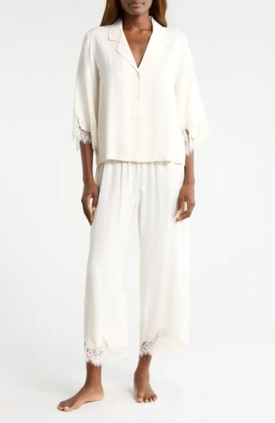 Nordstrom Midnight Lace Satin Pajamas In White