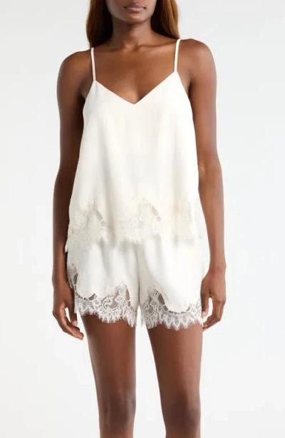 Nordstrom Midnight Lace Trim Satin Chemise & Shorts In White