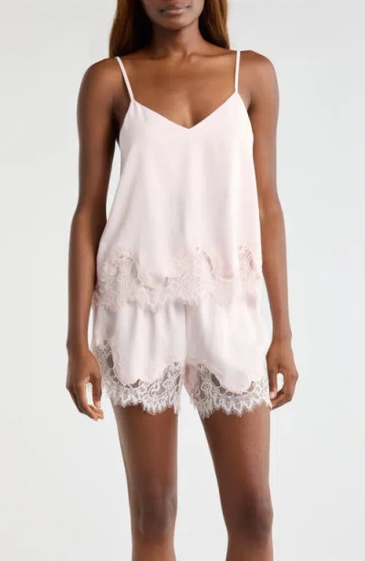 Nordstrom Midnight Lace Trim Satin Chemise & Shorts In White