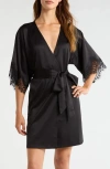 Nordstrom Midnight Satin Wrap In Black