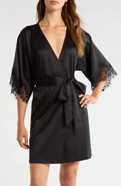 Nordstrom Midnight Satin Wrap In Black
