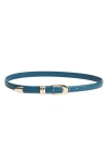 Nordstrom Mina Skinny Leather Belt In Blue