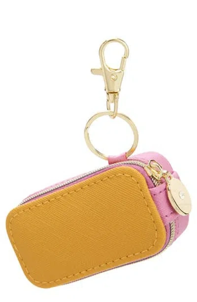 Nordstrom Mini Travel Jewelry Case Key Chain In Fucshia- Yellow