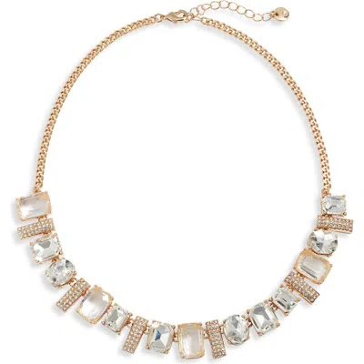 Nordstrom Mixed Crystal Frontal Necklace In Clear- Gold ModeSens