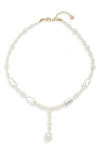 Nordstrom Mixed Faux Pearl Y-necklace In White