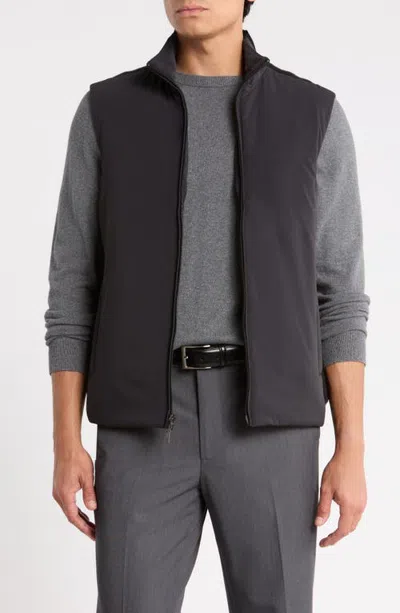 Nordstrom Mixed Media Insulated Knit Vest In Black