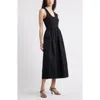 Nordstrom Mixed Media Stretch Cotton Tank Maxi Dress In Black