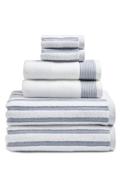 Nordstrom Mixed Stripe 6-piece Cotton Towel Set In Gray