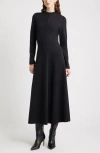 Nordstrom Mock Neck Long Sleeve Maxi Dress In Black
