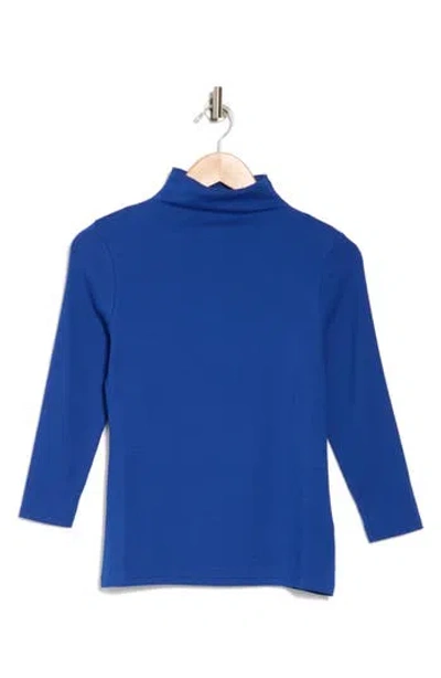 Nordstrom Mock Neck Long Sleeve T-shirt In Blue Surf