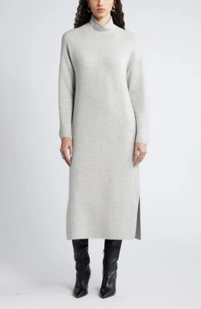 Nordstrom Mock Neck Long Sleeve Wool & Cashmere Blend Sweater Dress In Grey Light Heather