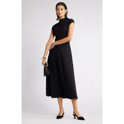 Nordstrom Mock Neck Ponte Midi Dress In Black