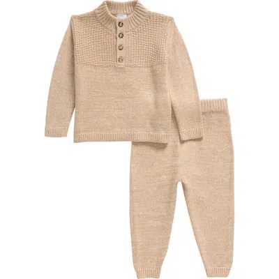 Nordstrom Babies'  Mock Neck Sweater & Pants Set In Beige Oatmeal Dark Heather