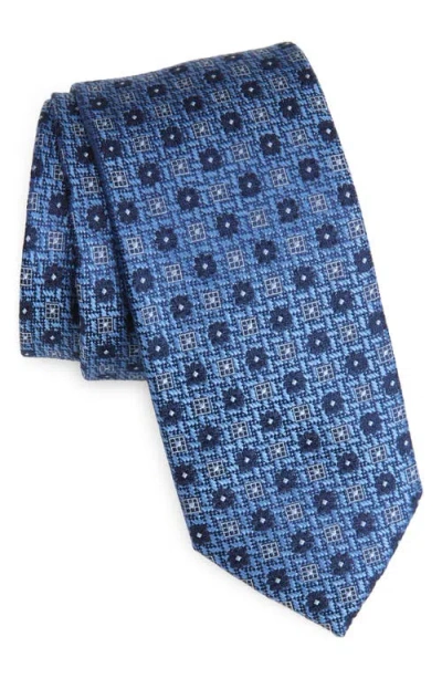 Nordstrom Montagna Neat Floral Medallion Silk Jacquard Tie In Blue