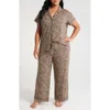 Nordstrom Moonlight Crop Pajamas In Beige Leopard Spots