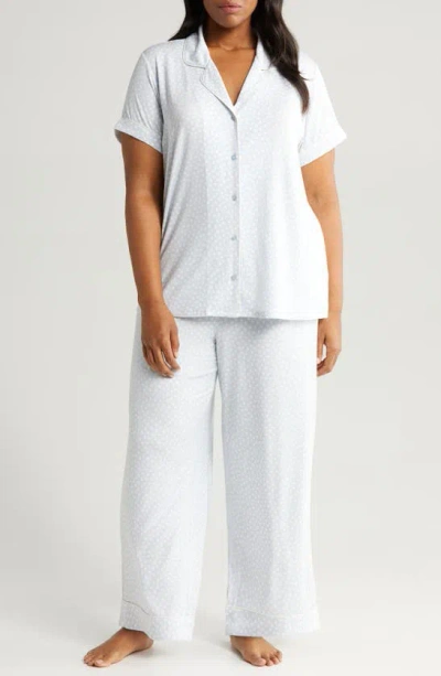 Nordstrom Moonlight Crop Pajamas In Blue Feather Hatch Dot