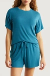Nordstrom Moonlight Easy Rib Short Pajamas In Teal Feather