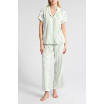 Nordstrom Moonlight Eco Crop Pajamas In Green Sigh Medium Stripe