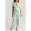 Nordstrom Moonlight Eco Crop Pajamas In Green Wing Tasha Stripe