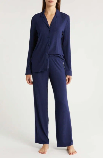 Nordstrom Moonlight Eco Easy Rib Pajamas In Navy Peacoat