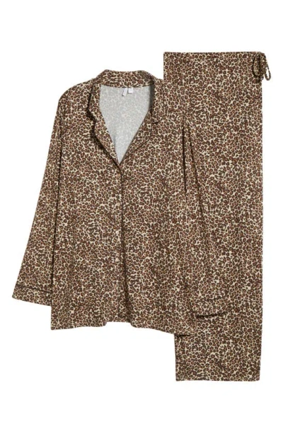 Nordstrom Moonlight Eco Knit Pajamas In Beige Leopard Spots