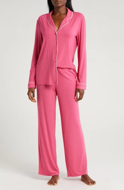Nordstrom Moonlight Eco Knit Pyjamas In Pink Carmine