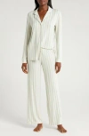 Nordstrom Moonlight Eco Knit Pajamas In Teal Mist Tricolor Stripe