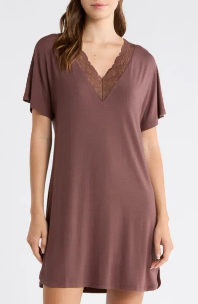 Nordstrom Moonlight Eco Lace Trim Nightshirt In Brown