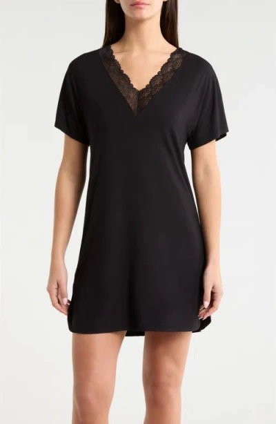 Nordstrom Moonlight Eco Lace Trim Nightshirt In Black