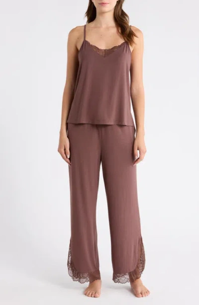 Nordstrom Moonlight Eco Lace Trim Pajamas In Brown
