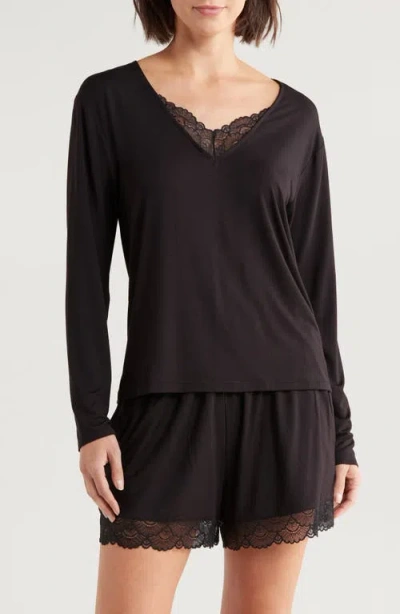 Nordstrom Moonlight Eco Lace Trim Short Pajamas In Black