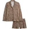 Nordstrom Moonlight Eco Long Sleeve Short Pajamas In Beige Leopard Spots