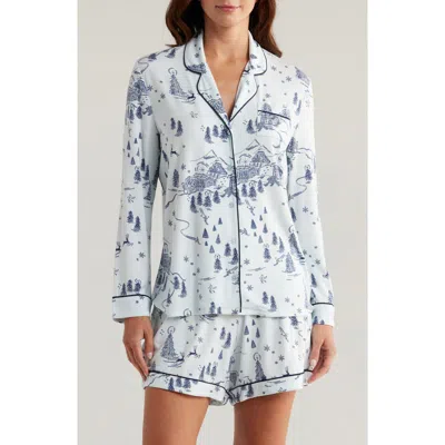 Nordstrom Moonlight Eco Long Sleeve Short Pajamas In Blue Chateau Toile