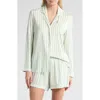 Nordstrom Moonlight Eco Long Sleeve Short Pajamas In Green Sigh Medium Stripe