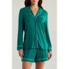 Nordstrom Moonlight Eco Long Sleeve Short Pajamas In Green Storm