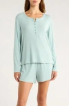 Nordstrom Moonlight Eco Rib Long Sleeve Shortie Pajamas In Blue