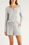 Nordstrom Moonlight Eco Rib Long Sleeve Shortie Pajamas In Gray