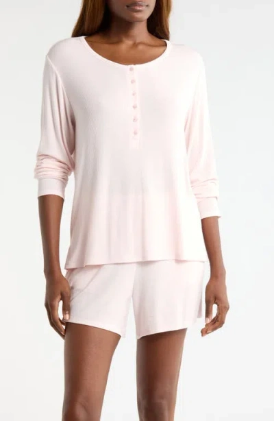 Nordstrom Moonlight Eco Rib Long Sleeve Shortie Pajamas In Pink