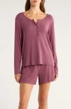 Nordstrom Moonlight Eco Rib Long Sleeve Shortie Pajamas In Purple
