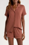 Nordstrom Moonlight Eco Rib Short Pajamas In Brown Brunette