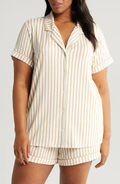 Nordstrom Moonlight Eco Short Pajamas In Beige Hummus Skinny Stripe