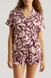 Nordstrom Moonlight Eco Short Pajamas In Burgundy Royale Abstract Flrl