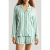 Nordstrom Moonlight Long Sleeve Stretch Modal Short Pajamas In Green Wing Tasha Stripe