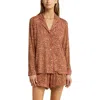 Nordstrom Moonlight Eco Long Sleeve Stretch Modal Short Pajamas In Tan Leopard Spots
