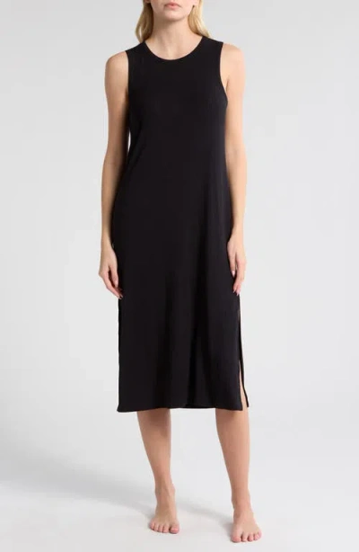 Nordstrom Moonlight Rib Tank Nightgown In Black