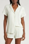 Nordstrom Moonlight Short Pajamas In Teal Mist Tricolor Stripe